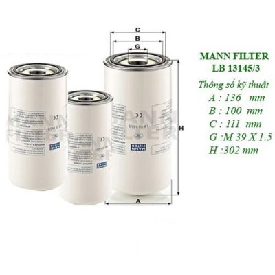 Thông số kỹ thuật của Lọc dầu Mann Filter LB13145/3